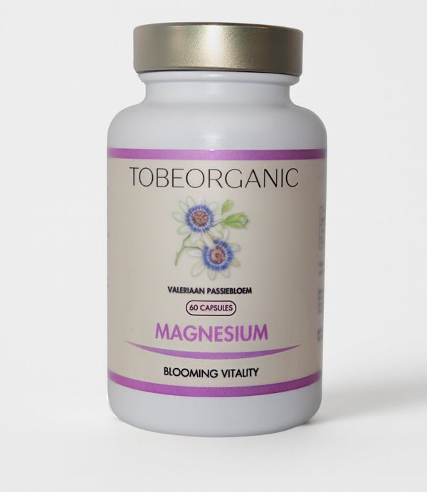 Magnesium met Valeriaan 100% Organisch - 60 Capsules - Tobeorganic.nl Organische_vitamines