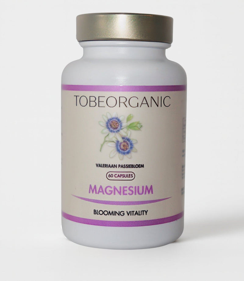 Magnesium met Valeriaan 100% Organisch - 60 Capsules - Tobeorganic.nl Organische_vitamines