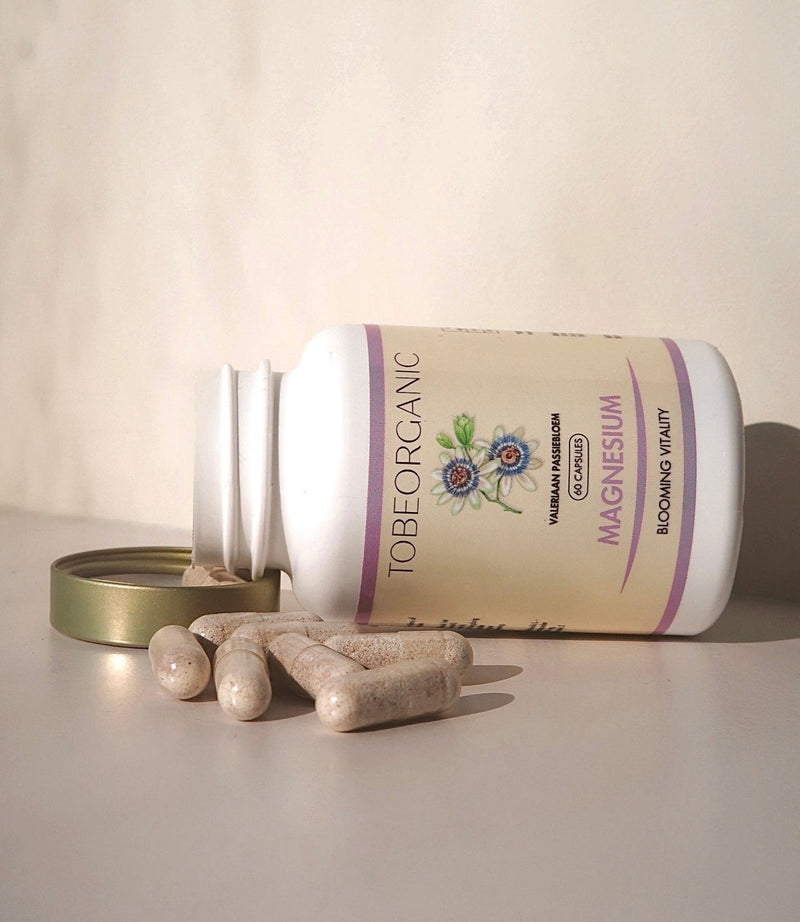 Magnesium met Valeriaan 100% Organisch - 60 Capsules - Tobeorganic.nl Organische_vitamines