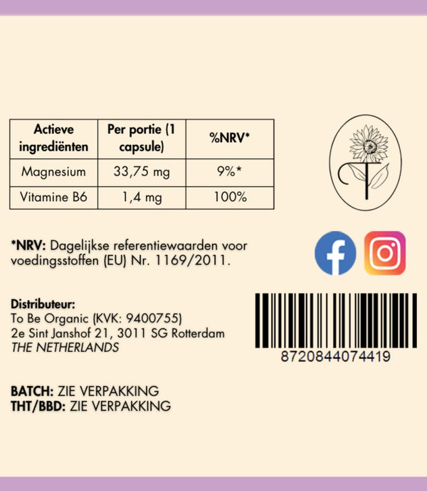 Magnesium met Valeriaan 100% Organisch - 60 Capsules - Tobeorganic.nl Organische_vitamines