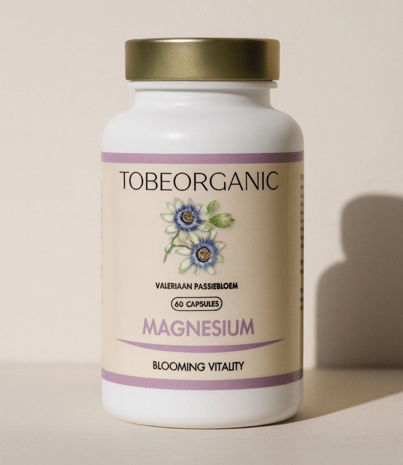Magnesium met Valeriaan 100% Organisch - 60 Capsules - Tobeorganic.nl Organische_vitamines