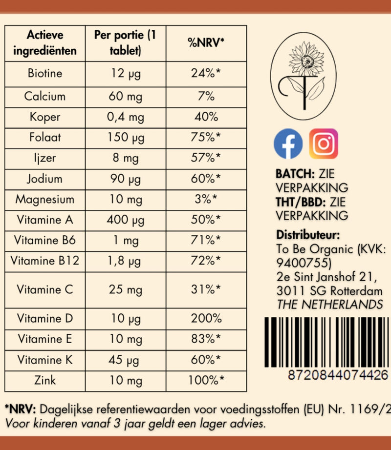 Multivitamine Kinderen 100% Organisch - 60 Kauwtabletten - Tobeorganic.nl Organische_vitamines